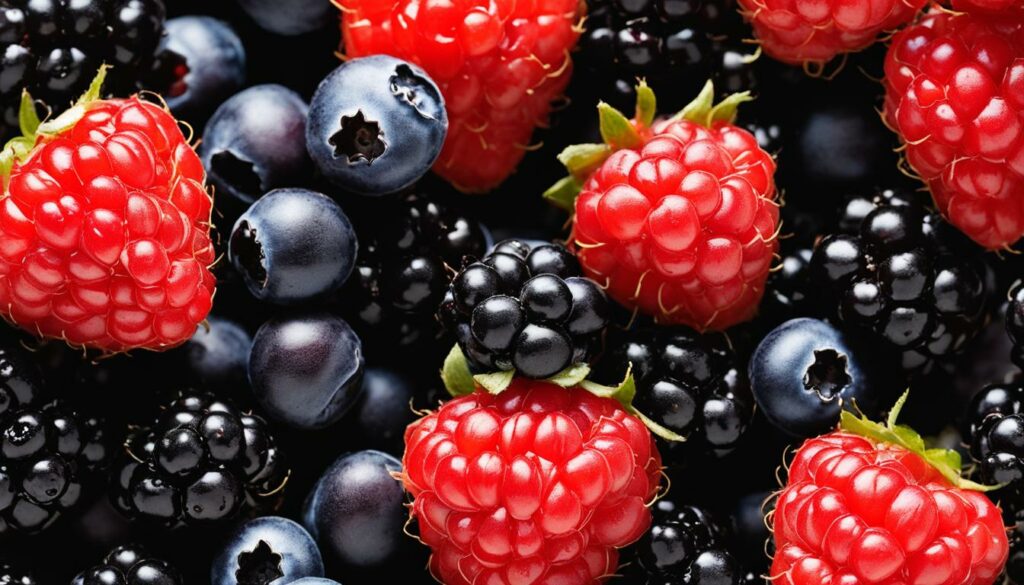 blackberries, blueberries, raspberries