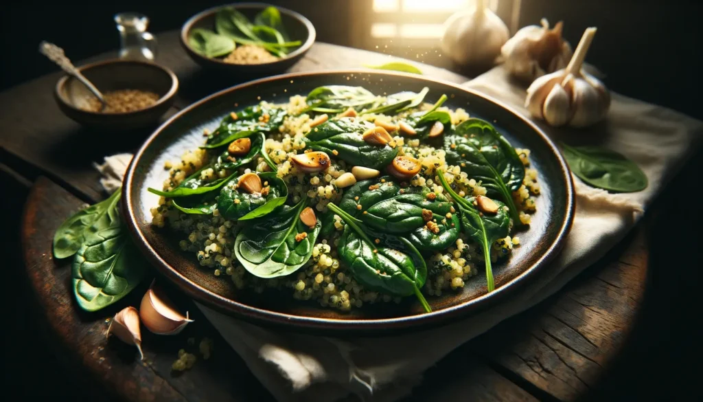 a delicious dish of Spinach and Garlic Quinoa